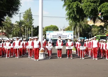 Kontingen Kabupaten Malang saat mengikuti kegiatan apel pelepasan di Pendopo Agung Kabupaten Malang. Foto: Pemkab Malang