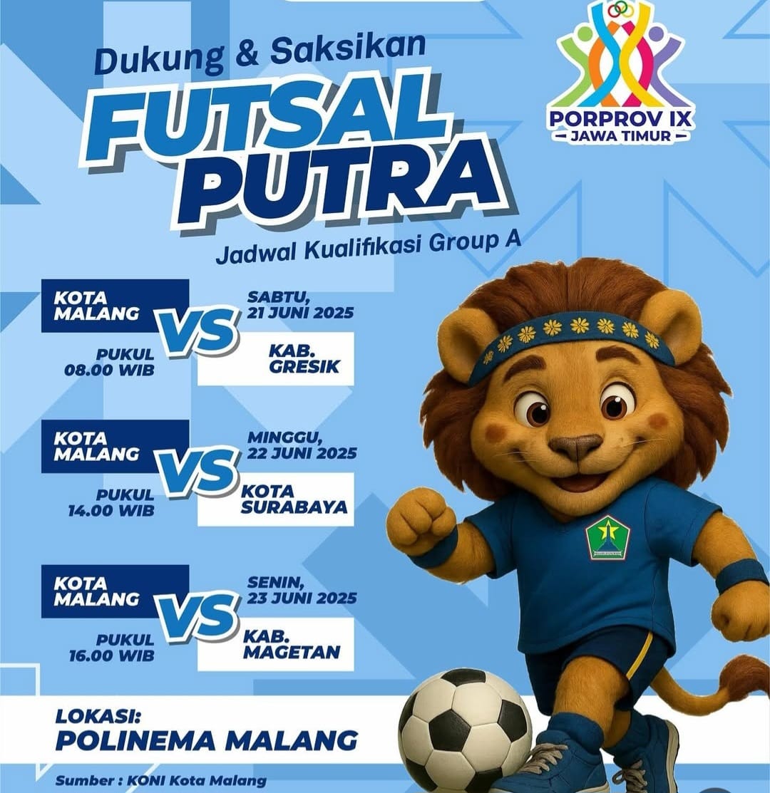 Jadwal Tim Futsal Putra Kota Malang di Porprov IX Jatim 2025./Foto: Instagram @pemkotmalang.