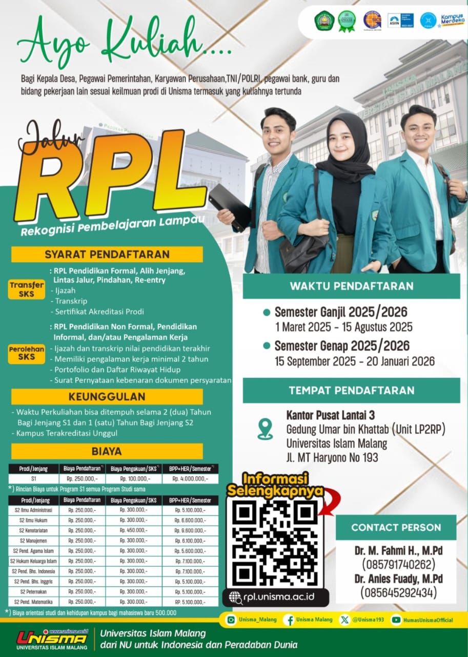 Pendaftaran Program RPL Unisma tahun akademik 2025/2026./Foto: Dok.Unisma