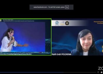 Dosen Polinema, Prof. Ir. Ratih Indri Hapsari, S.T, M.T, Ph.D memaparkan peran penting pendidikan vokasi sebagai aksi nyata menghadapi tantangan krisis iklim di forum internasional. /Foto: Dok.Polinema