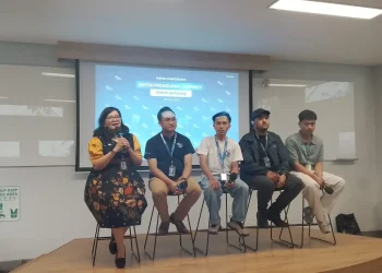 Kepala Program Studi Entrepreneurship Business Creation Binus Malang, Etsa Astrid Setiyati memaparkan ekosistem wirausaha di Binus. (Foto/M Sholeh)