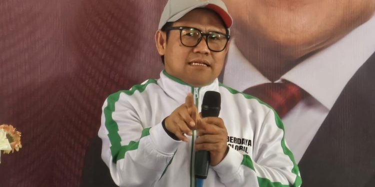 Menko PM RI, Muhaimin Iskandar alias Cak Imin saat mengisi acara Global Talent Day di Malang. (Foto/M Sholeh)