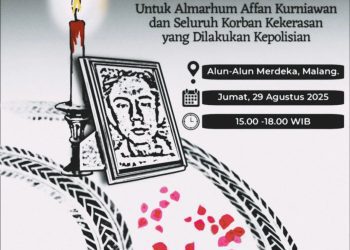 Pamflet aksi solidaritas yang akan digelar di Kota Malang untuk Affan Kurniawan yang tewas dilindas mobil Brimob. (Foto/ist)