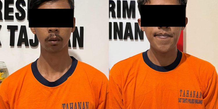 Tersangka pencurian jahe, ISA dan AFN usai diamankan polisi. Foto: Polres Malang