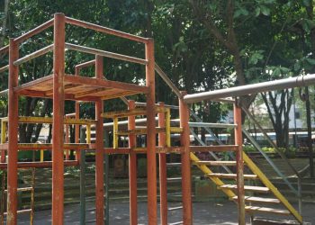 Fasilitas Taman Merjosari Malang rusak, pengunjung berkurang. warga berharap segera ada perbaikan. Foto/Yuliana Elvita Sari