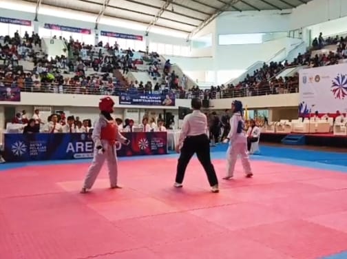 Animo atlet muda dalam pembukaan Kejurprov Taekwondo Jatim 2025. (Foto/M Sholeh)