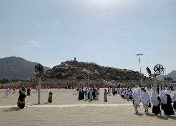 Suasana Jabal Rahmah di Padang Arafah pada Agustus lalu. Foto: Irham Thoriq