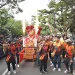 Pertunjukan barongsai dalam kirab budaya peringatan HUT Klenteng Eng An Kiong Malang. (Foto/M Sholeh)
