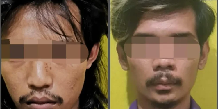 Kedua tersangka begal motor bercelurit yang diringkus polisi. (Foto/dok. Polsek Kesungkandang)