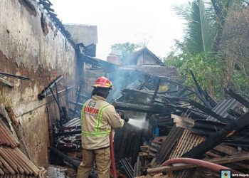 Petugas Damkar Kabupaten Malang melakukan penanggulangan kebakaran di Sumberpucung. Foto: Damkar Kabupaten Malang