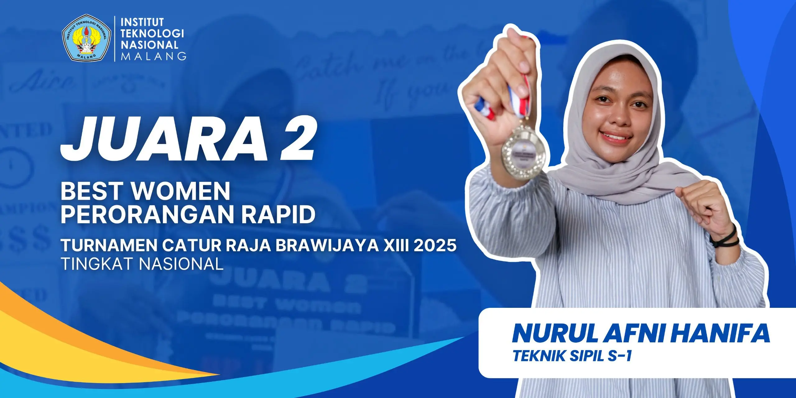 Nurul Afni Hanifa, pecatur puteri ITN Malang raih best woman. Foto/ITN Malang