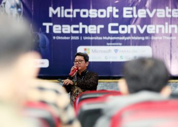 Event Microsoft Elevate Teacher Convening 2025 di Dome Theater UMM membahas peluang dan tantangan Artificial Intelligence (AI) di masa depan. /Foto: Tugumalang.id/Husni.
