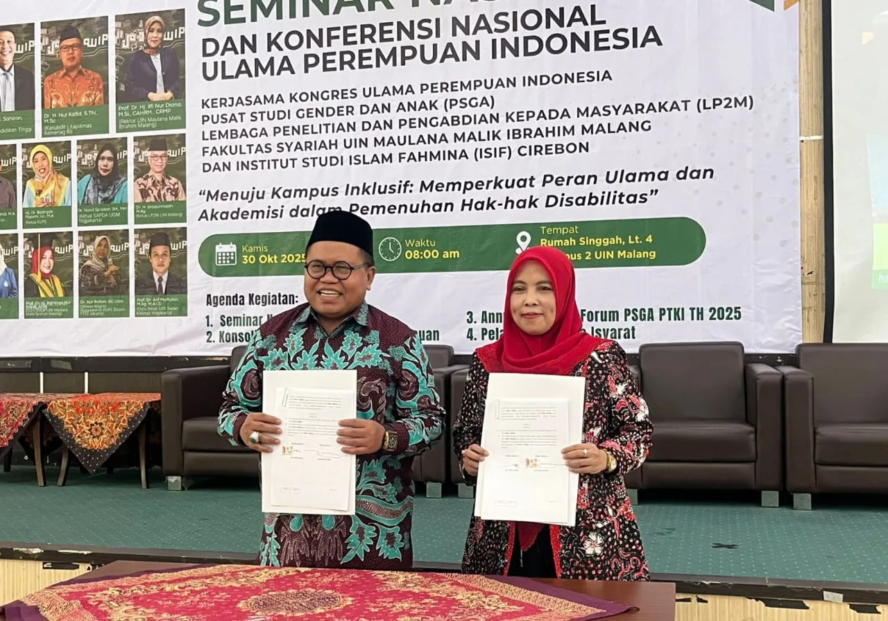 Penandatanganan MoU antara UIN Malang dan ISIF. /Foto: Tugumalang.id/Bagus Rachmad Saputra.