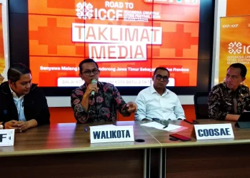 Wali Kota Batu, Nurochman memaparkan rencana gelaran ICCF 2025. (Foto/M Sholeh)