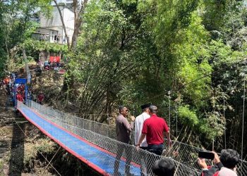 Jembatan gantung pengubung Polehan - Kedungkandang Kota Malang resmi dibuka. (Foto/M Sholeh)