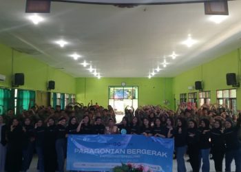 Foto bersama kegiatan Paragonation #1MYouthsStopBullying di SMAN 6 Malang pada Kamis (23/10/2025) (Foto: Nur Laila Khoriroh/Tugu Jatim)