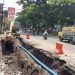 Proyek pembangunan drainase di kawasan Jalan Suhat, Kota Malang. (Foto/M Sholeh)