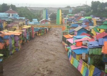 Ilustrasi banjir di Kota Malang. (Foto/M Sholeh)