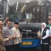 Gubernur Jatim, Khofifah Indar Parawansa meresmikan operasional Bus Trans Jatim di Kota Malang. (Foto/M Sholeh)