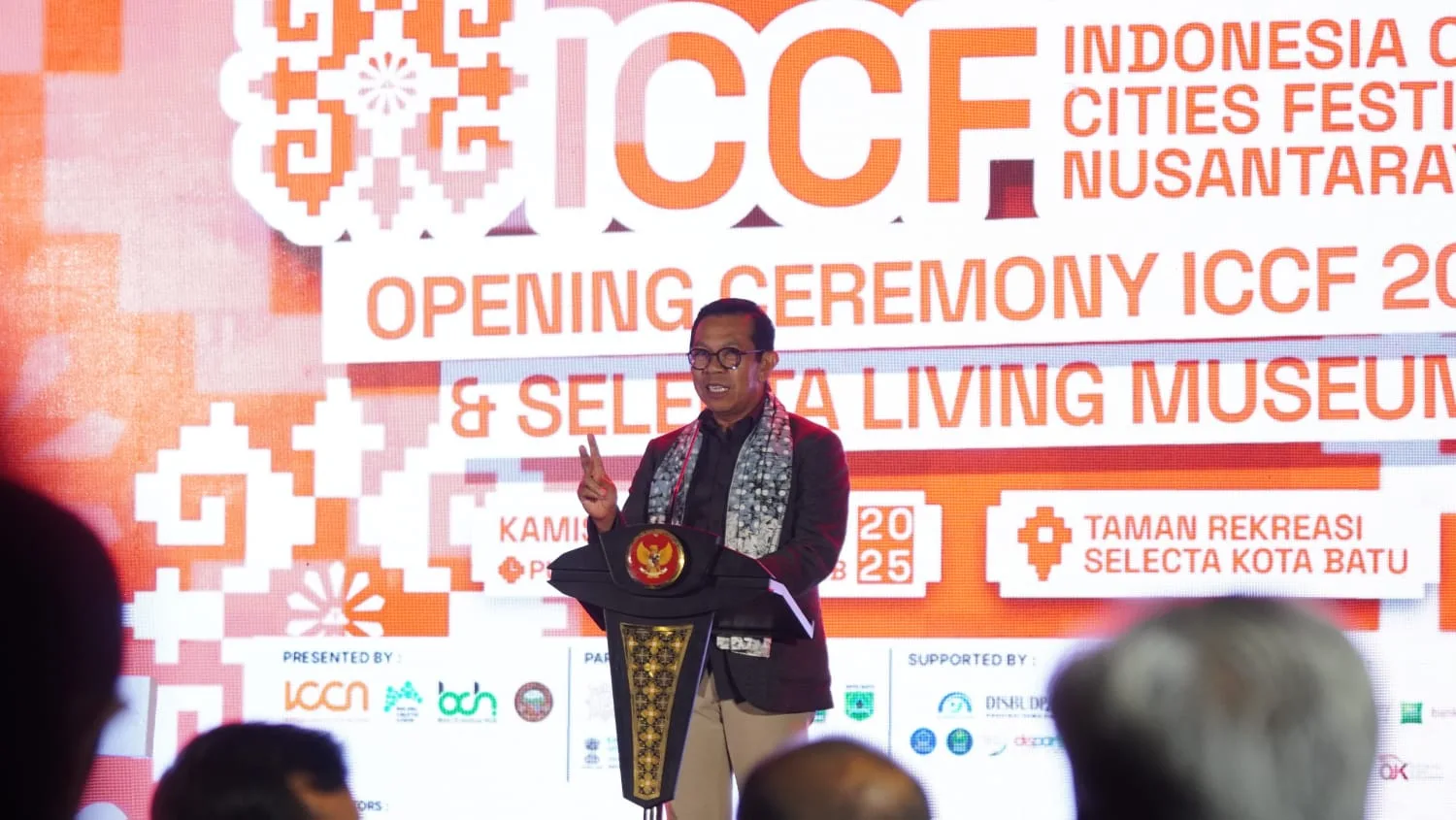 Wali Kota Nurochman saat memberikan sambutan pembukaan ICCF 2025. Foto: Azmy