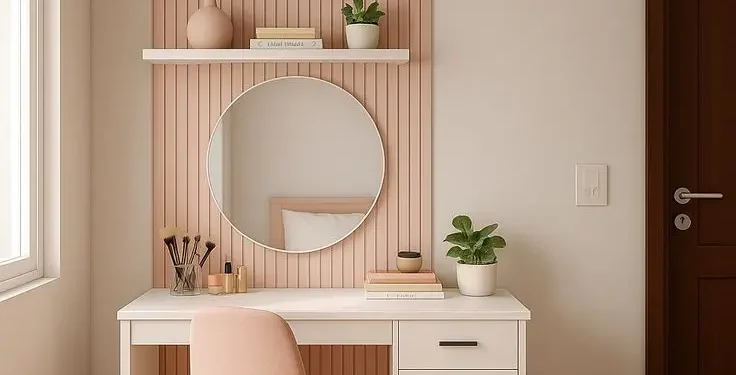 Meja belajar minimalis dan sederhana, menunjukkan cara cerdas kelola ruang untuk mahasiswa. /Foto: Pinterest/paulalacerda