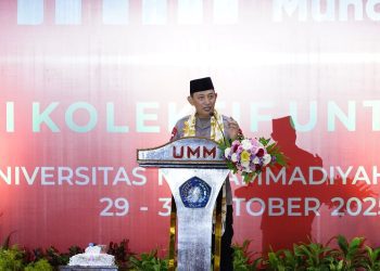 Kapolri Jenderal Polisi Listyo Sigit saat pemaparan di Tanwir XXXIII IMM di Malang. Foto: Azmy