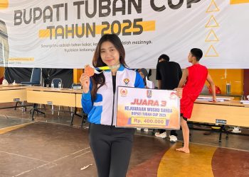 Refi Marinda, mahasiswa ITN Malang meraih juara 3 pada Kejuaraan Wushu Sanda Bupati Tuban Cup 2025. Foto/dok ITN Malang