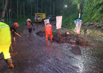 Tanah longsor sempat tutup akses jalan di Poncokusumo. Foto: BPBD Kabupaten Malang