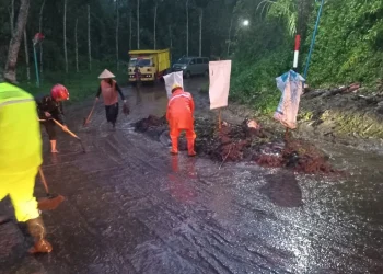 Tanah longsor sempat tutup akses jalan di Poncokusumo. Foto: BPBD Kabupaten Malang