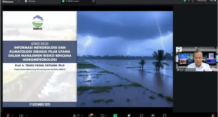 Kepala BMKG, Teuku Faisal Fathani tekankan pentingnya peran informasi dari hulu ke hilir untuk menghadapi bencana hidrometeorologi. /Foto: Dok. BMKG.