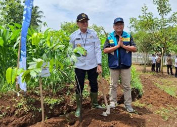 PJT I bersama Bupati Wonogiri meninjau pembangunan sumur resapan di Embung Waleng, Wonogiri. Foto: Azmy
