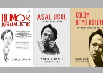 Cover tiga buku Mahbub Djunaidi dengan judul; Humor Jurnalistik, Kolom demi Kolom dan Asal Usul. Foto: Pinterest.