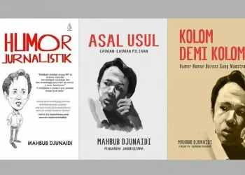 Cover tiga buku Mahbub Djunaidi dengan judul; Humor Jurnalistik, Kolom demi Kolom dan Asal Usul. Foto: Pinterest.