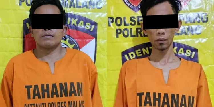 Kedua tersangka jambret di Tumpang. Foto: Polres Malang