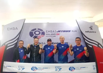 Persiapan jelang event Emba Jetbus Run Malang 2026. (Foto/M Sholeh)
