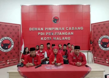 Pengurus baru DPC PDI Perjuangan Kota Malang periode 2025-2030. (Foto/M Sholeh)