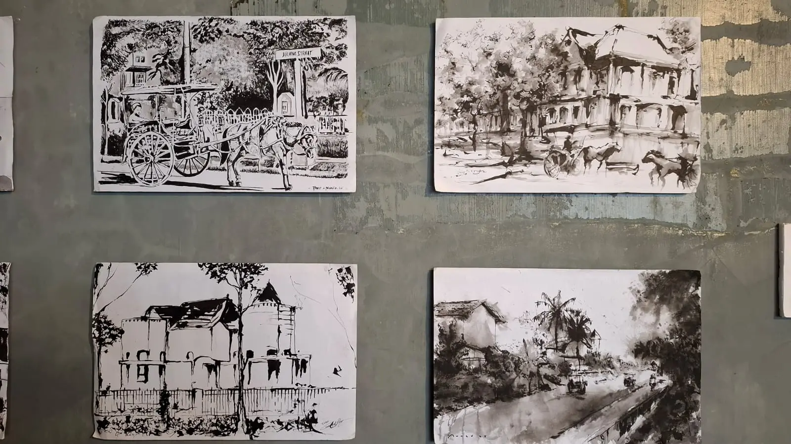 Karya sketch outdoor di pameran MberArt. Foto: Aisyah Nawangsari Putri