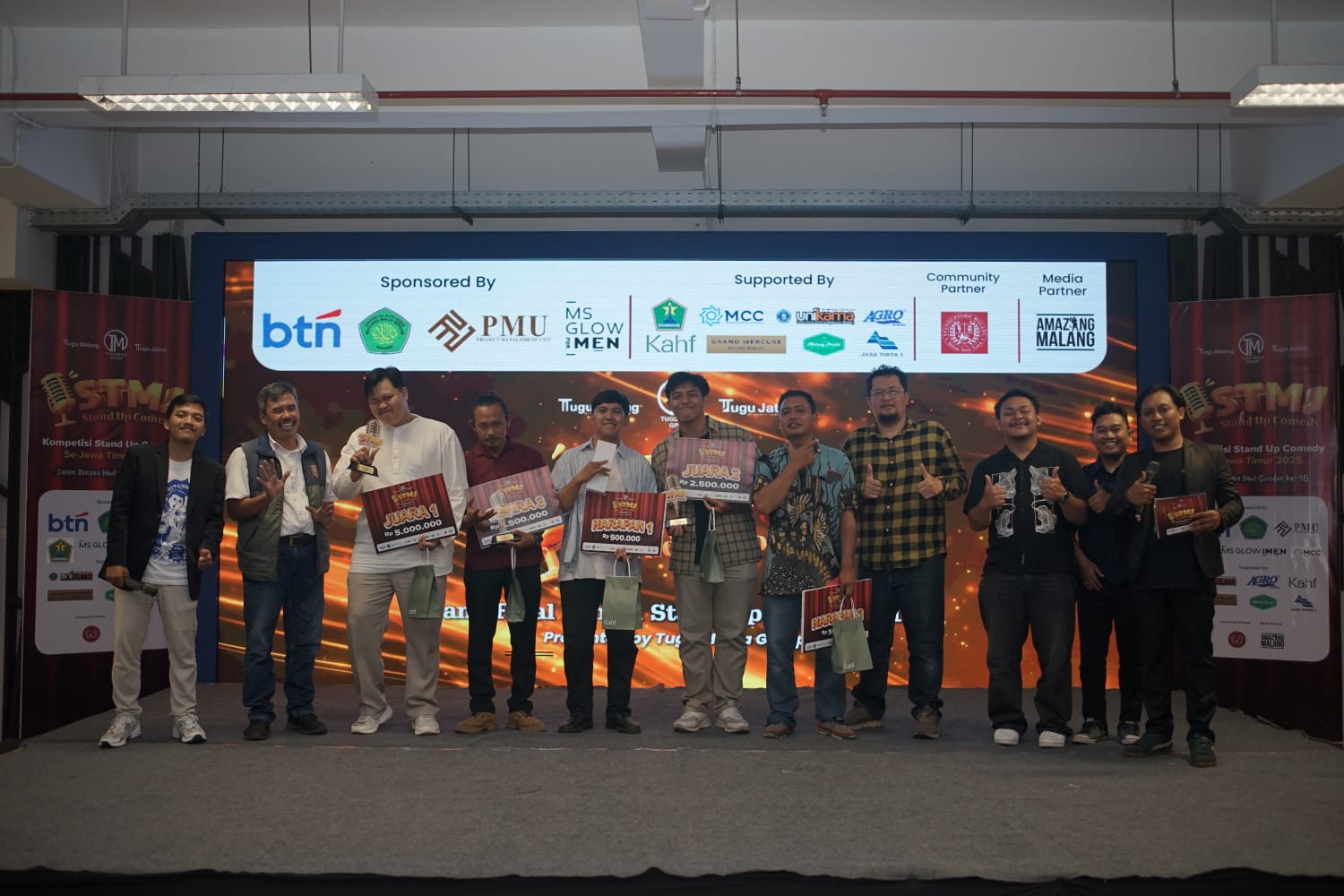 Para Juara Grand Final Stand Up Comedy Malang Jeh (STMJ) 2026. Foto/dok Tugumalang.id