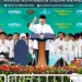 Presiden RI Prabowo Subianto saat memberikan pidato dalam Mujahadah Kubro 1 Abad NU di Malang. Foto: Azmy