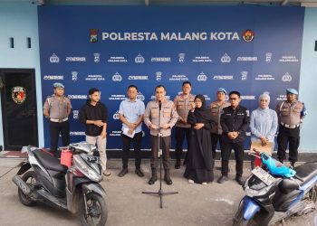 Polresta Malang Kota mengungkap aksi pencurian sepeda motor yang dilakukan oleh anak dibawah umur. (Foto/M Sholeh)