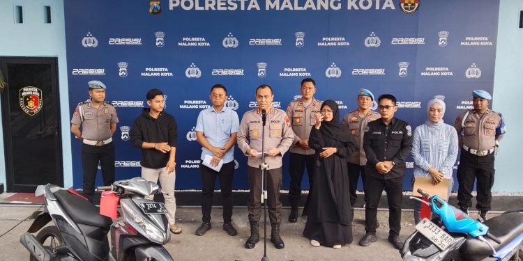 Polresta Malang Kota mengungkap aksi pencurian sepeda motor yang dilakukan oleh anak dibawah umur. (Foto/M Sholeh)