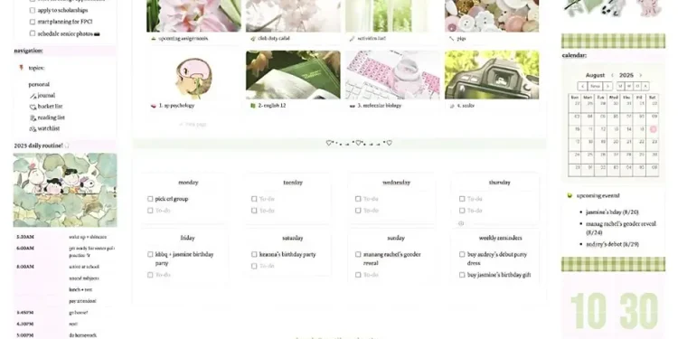 Contoh tampilan to-do list harian di aplikasi Notion. (Foto: Pinterest)