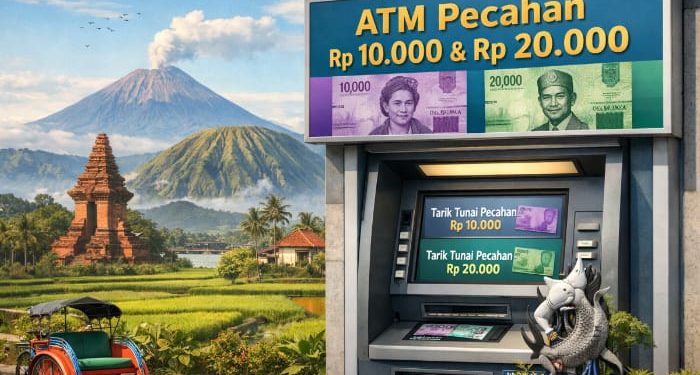 Daftar lokasi ATM pecahan Rp 10 ribu dan Rp 20 ribu untuk keperluan THR Lebaran 2026. /Foto: Ilustrasi dibuat dengan AI.