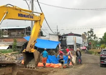 Proyek pelebaran akses jalan utama menuju Mikutopia Kota Batu. Foto: Dok.