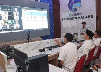 Apel virtual untuk memantau penerapan kebijakan WFH. Foto: Pemkab Malang