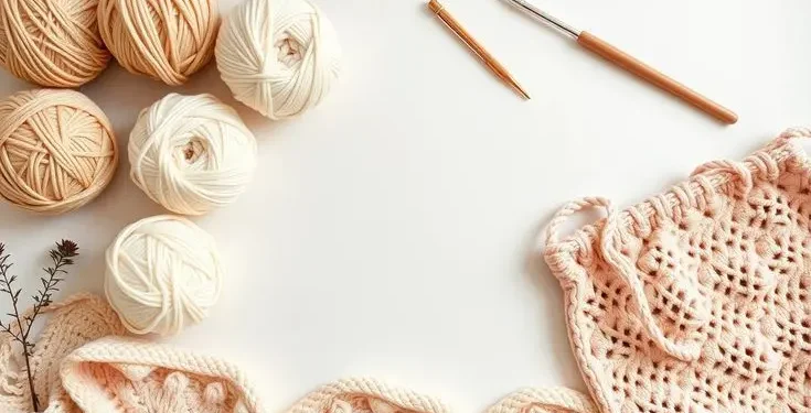 Ilustrasi benang rajut beserta tools yang digunakan untuk merajut dan gambaran hasil tasnya (Foto: Pinterest @Ruby Lomack)