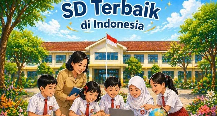 Daftar 10 SD Terbaik di Indonesia versi Puspresnas 2026 yang bisa menjadi referensi bagi orang tua jelang dibukanya tahun ajaran baru. /Foto: Ilustrasi dibuat dengan AI