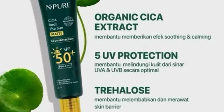 Sunscreen untuk kulit berminyak, N’Pure Cica Beat The Sun Matte SPF 50+. (Foto: Pinterest)