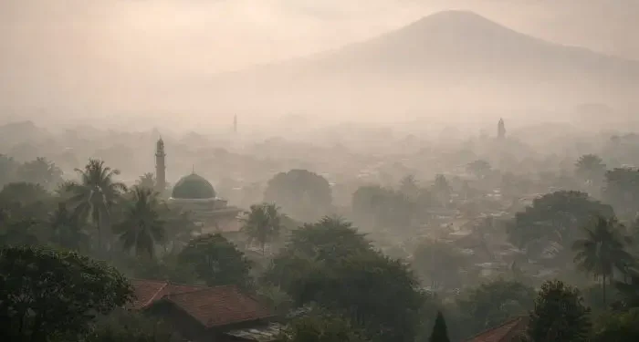 Prakiraan cuaca Malang, terutama di Kota Malang pada hari Jumat, 17 April 2026 diperkirakan dalam kondisi udara kabur. /Foto: Ilustrasi dibuat dengan AI