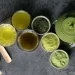 Ilustrasi perbedaan bentuk bubuk matcha dan grean tea, serta hasil keduanya yang telah di seduh (Foto: Pinterest @Angela Angeles)